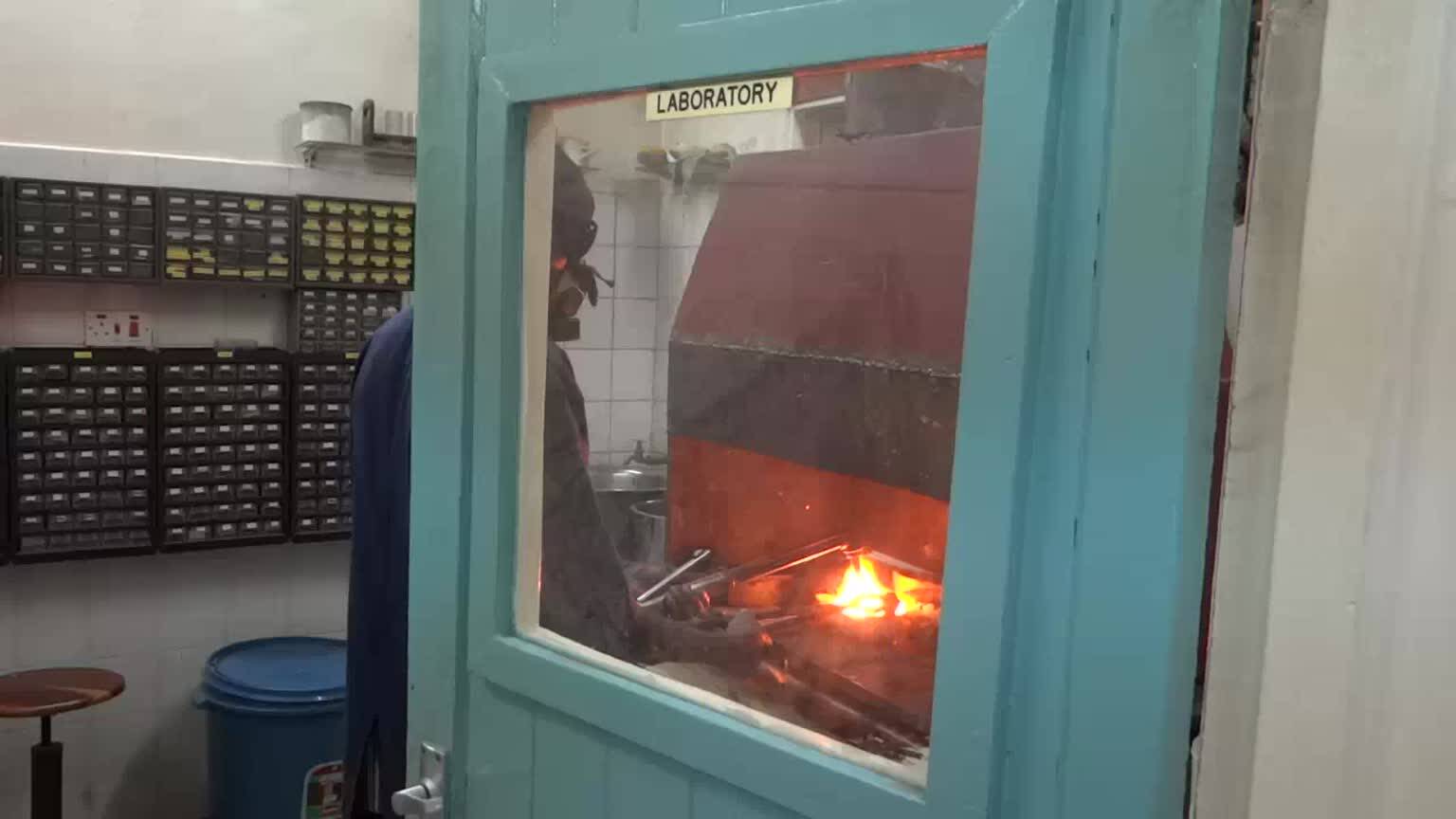 Gold melting laboratory, using oxy-acetylene torch