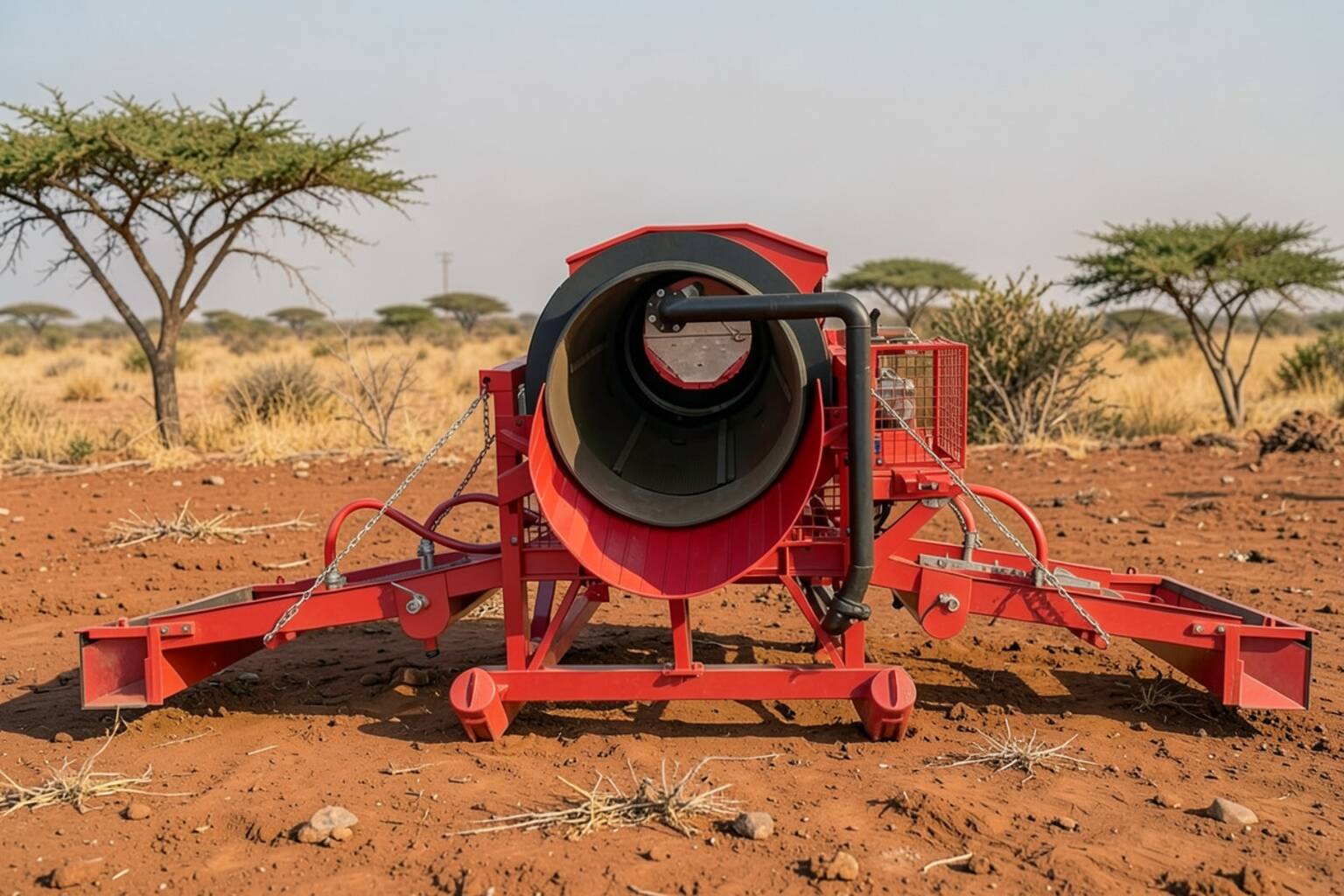 SYOGM Trommel Wash Plant 15 tonnes per hour, front view (exit), in the field