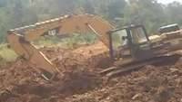 Open pit small scale mining on the site in Akanteng, Ghana near Akwatia