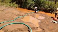 The setup of the pump for the dredge test on river Okame in Uganda