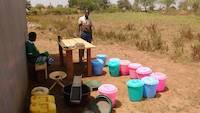 Buckets of concentrate are today processed for gold