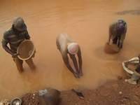 Cleanup and recovery of gold from concentrates on the small scale mining site in Akanteng, Ghana