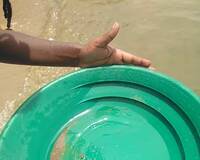 Gold concentration method by tapping during gold panning