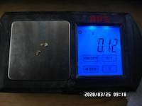 2020-03-25, 0.12 grams of natural gold nuggets on the balance scale