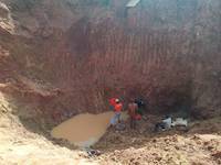 Scenes from gold panning in open pit