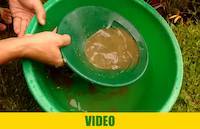 Panning for gold out of crushed rock