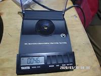 2020-03-30, 0.046 grams of natural gold nuggets on the balance scale