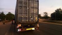 Truck transporting the container to the mining site in Tanzania