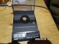 2020-03-28, 2.236 grams of natural gold nuggets on the balance scale