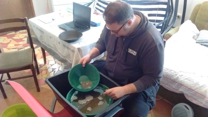 Mr. Dejan learning gold panning