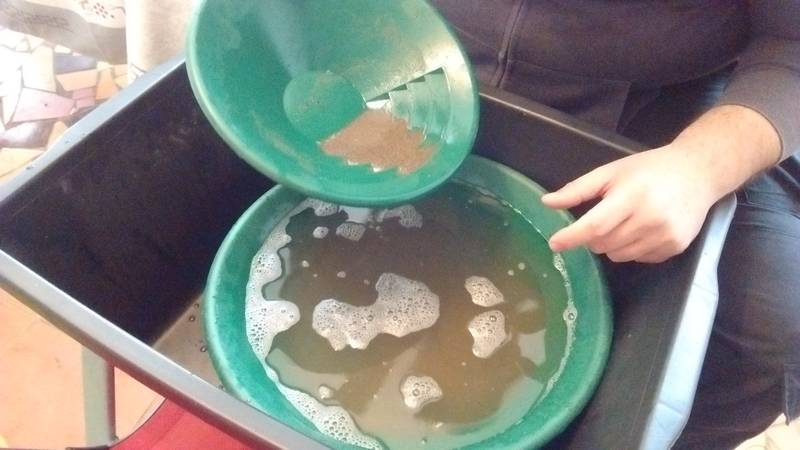 Gold panning in the middle of room