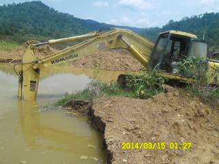 Komatsu Excavator on the mining site in Ghana