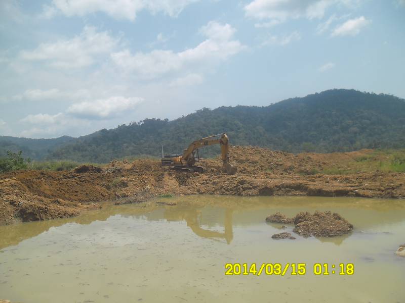 The excavator on the mining site in Akanteng, Ghana