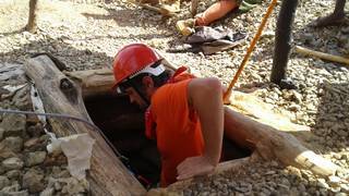 Going down into the mining shaft