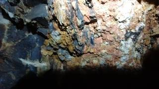 The ores visible in the mining shaft