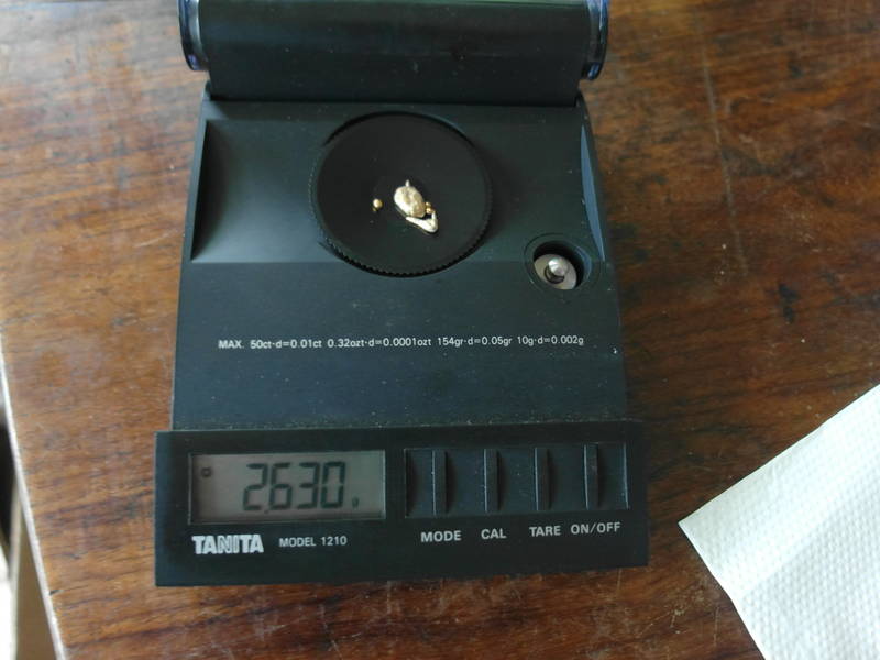 2.63 grams of gold after melting