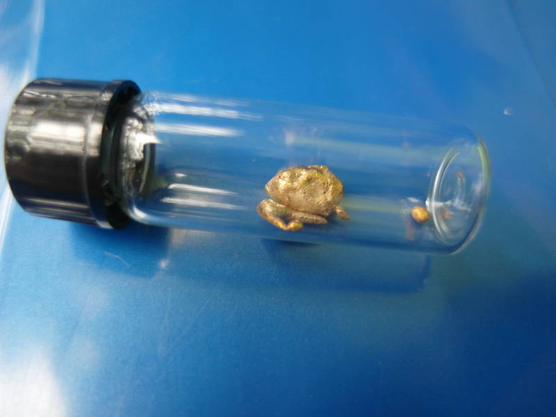 Melted gold in the vial