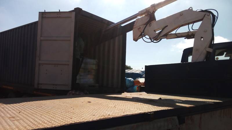 Offloading goods from our container