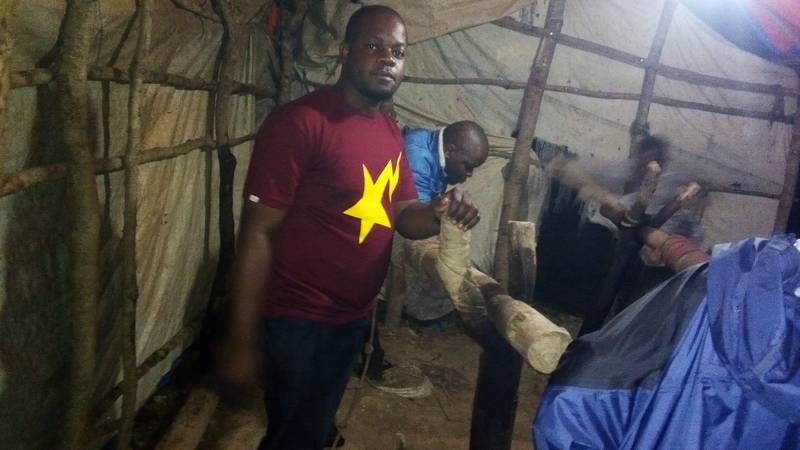 Ezekiel on the mining shaft in Kahama