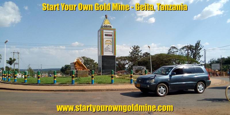 Main roundabout in Geita, Tanzania, the major gold mining town in Tanzania