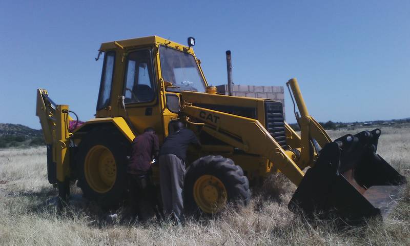 Wheel loader being repaired