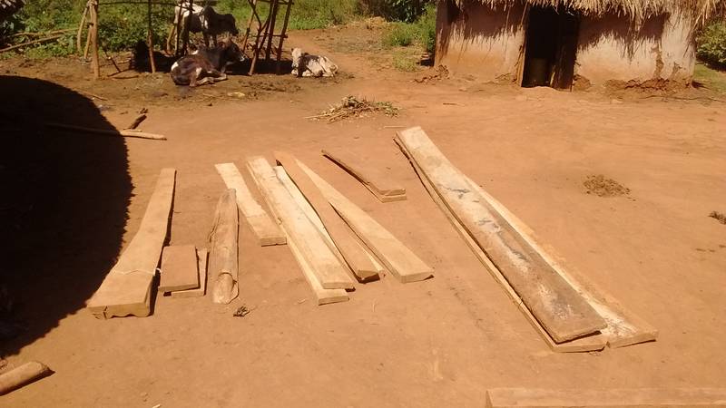 Wooden boards obtained from a village