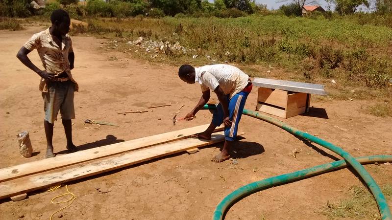 Preparation of the bottom part of the sluice